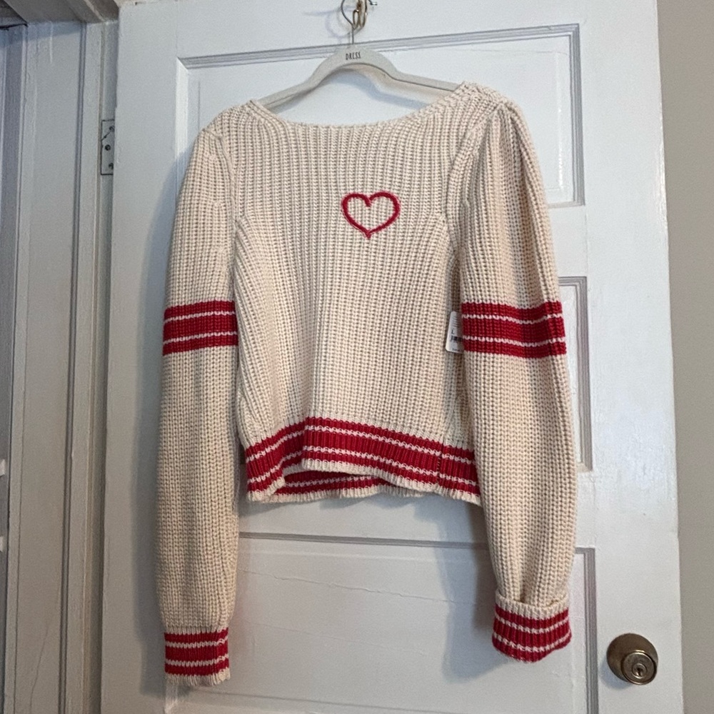 NWT FREE PEOPLE out of the park pullover heart sweater size large